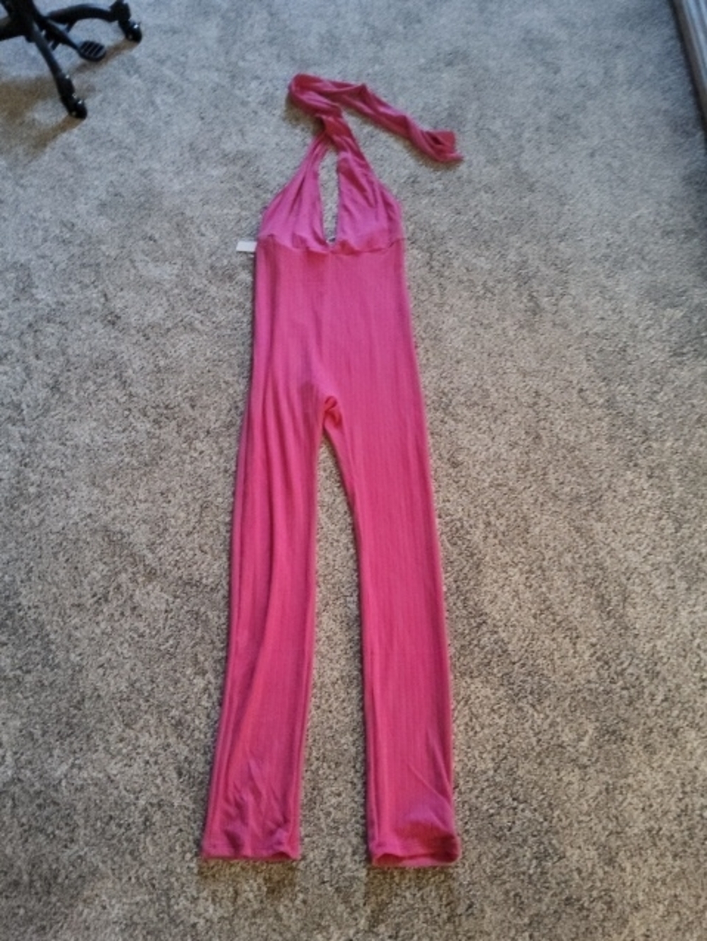 Kids Halter One-Piece Jumpsuit in Hot Pink